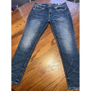 Miss Me Hailey Skinny Jeans Womens 34 Blue Embellished Contrast Stitch M5012S49
